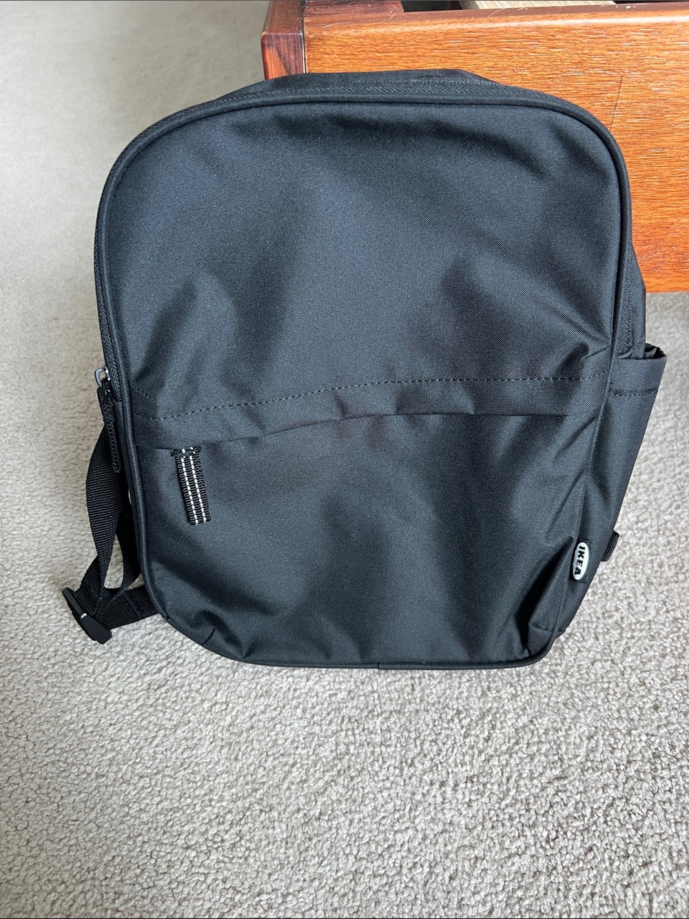 IKEA Black Minimalist Men's Backpack with Front Pocket